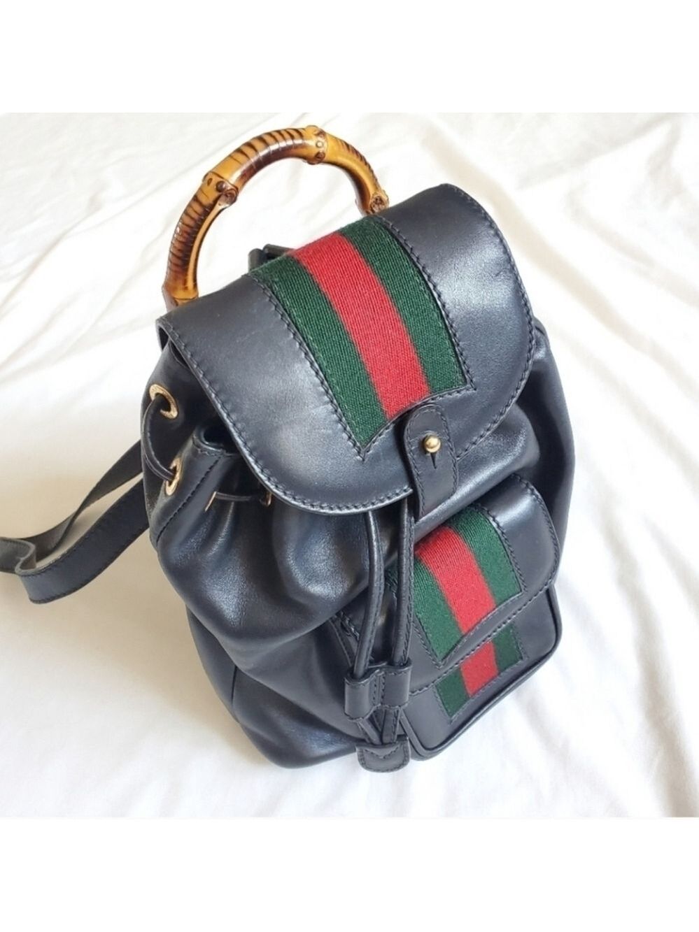 Vintage Gucci Mini Leather Backpack Bamboo Handle - Picture 4 of 16